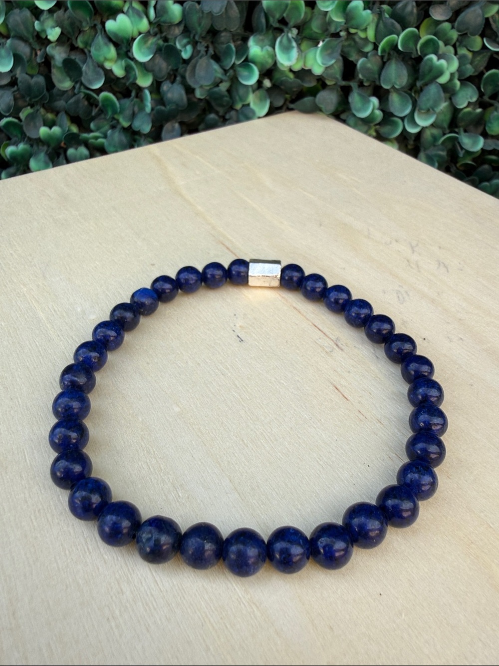 Lapis Lazuli Beaded Stretch Necklace - Deep Blue